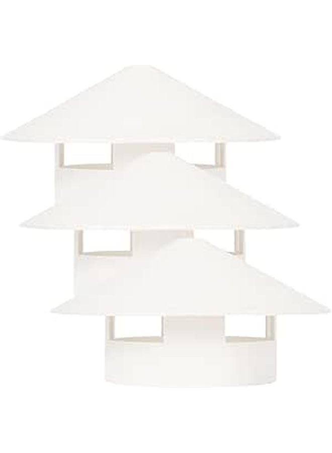 White PVC 3 Piece Chimney Rain Cap Mushroom Shaped Weatherproof Exhaust Vent Cover - Image 1