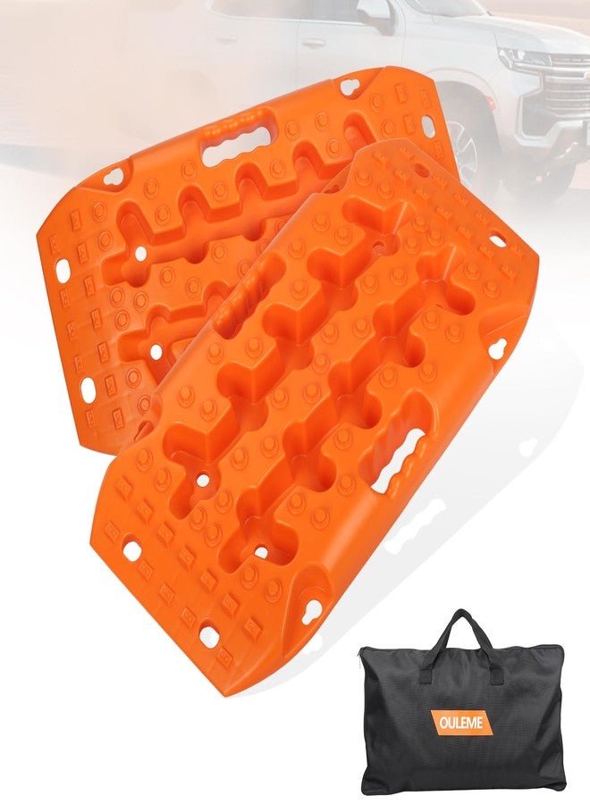 OULEME Recovery Traction Boards, Off-Road Track Traction Mats for Sand, Mud, and Snow - 4WD RV Truck Jeep SUV Traction Pads with Carry Bag (Orange) - Image 1