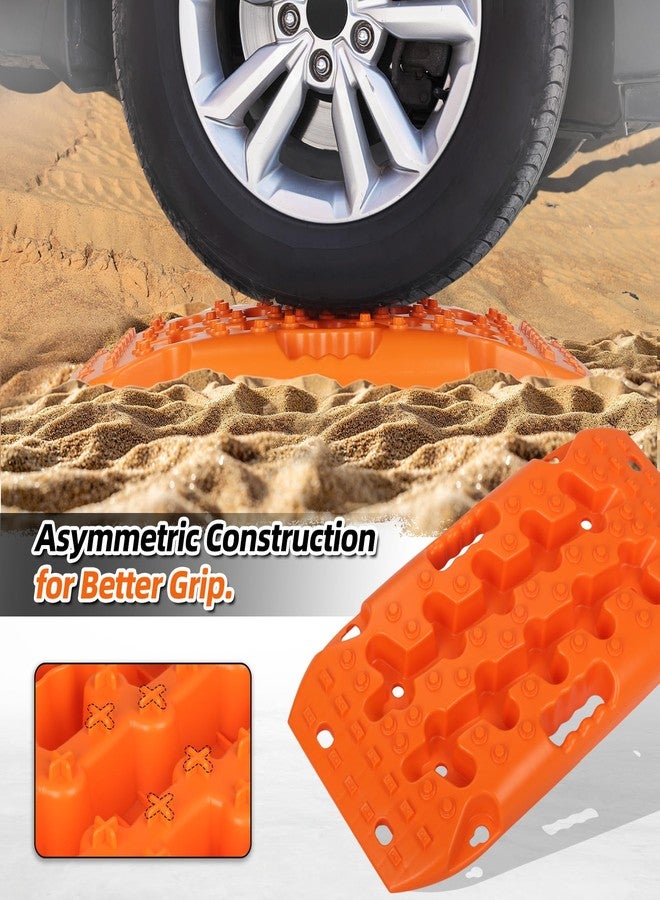 OULEME Recovery Traction Boards, Off-Road Track Traction Mats for Sand, Mud, and Snow - 4WD RV Truck Jeep SUV Traction Pads with Carry Bag (Orange) - Image 4