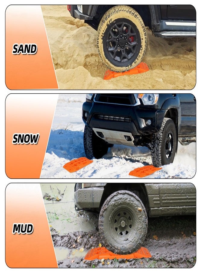 OULEME Recovery Traction Boards, Off-Road Track Traction Mats for Sand, Mud, and Snow - 4WD RV Truck Jeep SUV Traction Pads with Carry Bag (Orange) - Image 5
