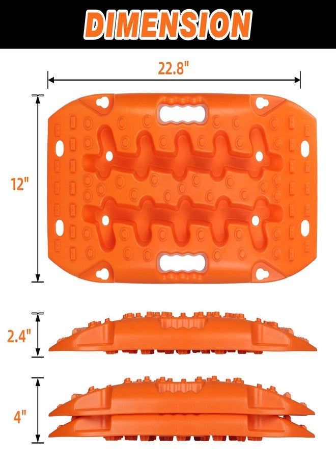 OULEME Recovery Traction Boards, Off-Road Track Traction Mats for Sand, Mud, and Snow - 4WD RV Truck Jeep SUV Traction Pads with Carry Bag (Orange) - Image 2