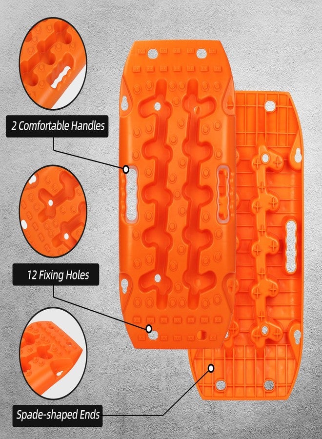 OULEME Recovery Traction Boards, Off-Road Track Traction Mats for Sand, Mud, and Snow - 4WD RV Truck Jeep SUV Traction Pads with Carry Bag (Orange) - Image 3