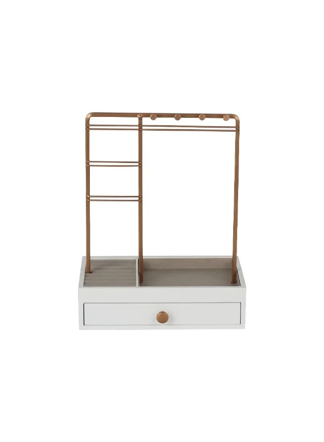 دانوب هوم Velora Jewelry Organizer with Drawer White Storage Box Stand 21 X 12.5 X 26 Cm