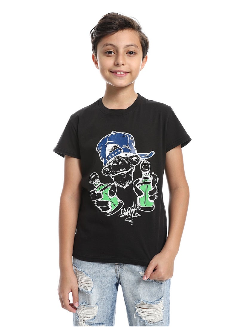Caesar - Boys Round Neck Printed T-Shirt With Half Sleeves - Image 1