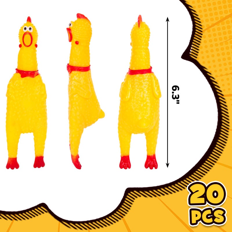 POPLAY 20PCS Squeaky Rubber Chickens, Screaming Chickens Bulk Prank Novelty Toys Pet Toys for Party Favors Family Game Dog Toys Noise Maker - Image 2