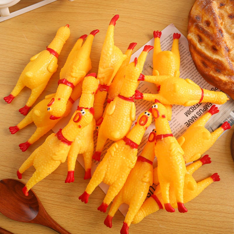 POPLAY 20PCS Squeaky Rubber Chickens, Screaming Chickens Bulk Prank Novelty Toys Pet Toys for Party Favors Family Game Dog Toys Noise Maker - Image 5
