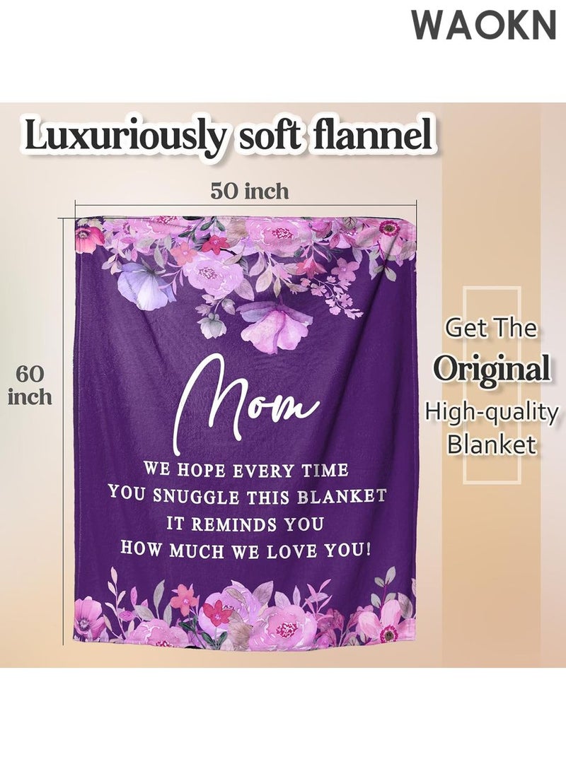 دبليو أيه أو كي أن هدايا لأمك في عيد ميلادها، أفضل هدايا عيد ميلاد لأم من ابنتها أو ابنها، هدايا بطانية ناعمة للأم من الفلانيل، أفكار هدايا لأمك في عيد ميلادها أو عيد الشكر أو القيلولة على الأريكة (50×60) - Image 4