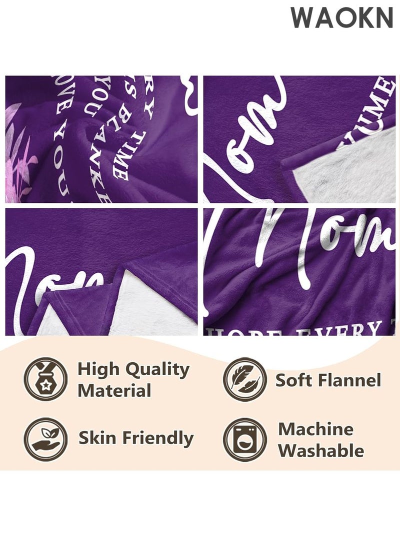 دبليو أيه أو كي أن هدايا لأمك في عيد ميلادها، أفضل هدايا عيد ميلاد لأم من ابنتها أو ابنها، هدايا بطانية ناعمة للأم من الفلانيل، أفكار هدايا لأمك في عيد ميلادها أو عيد الشكر أو القيلولة على الأريكة (50×60) - Image 5