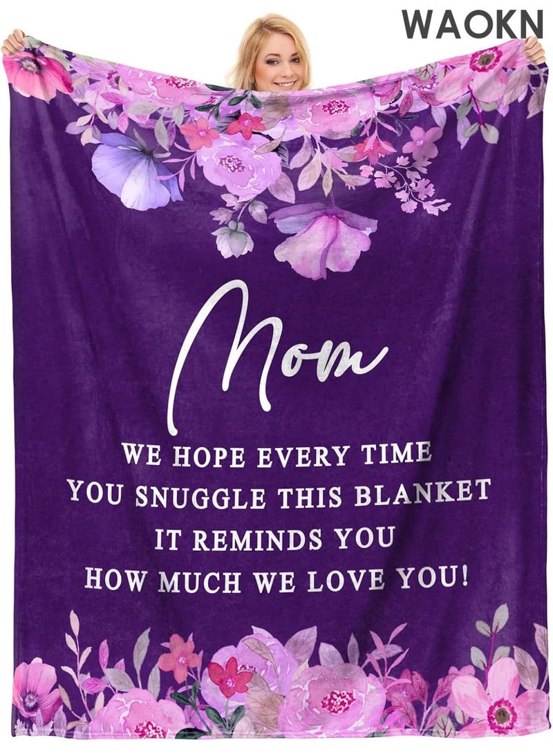 دبليو أيه أو كي أن هدايا لأمك في عيد ميلادها، أفضل هدايا عيد ميلاد لأم من ابنتها أو ابنها، هدايا بطانية ناعمة للأم من الفلانيل، أفكار هدايا لأمك في عيد ميلادها أو عيد الشكر أو القيلولة على الأريكة (50×60) - Image 1