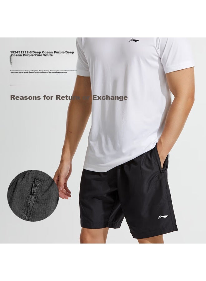 Men'S Sports Set, Summer Ice Silk Quick-Dry Short-Sleeve Shorts, Running Sports T-Shirt, Casual Basketball Uniform