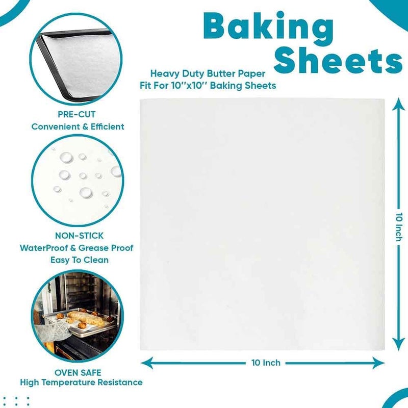 VVAASHI Butter Paper (Vvaashi) 50 Sheets with Free 1pc Microfiber Cloth for Kitchen Cleaning/Butter Paper for Baking of Cake & Cookies,Wrapping of Roti & Prantha Food Grade (Sheet Size:10 x10 Inch) (50) - Image 2