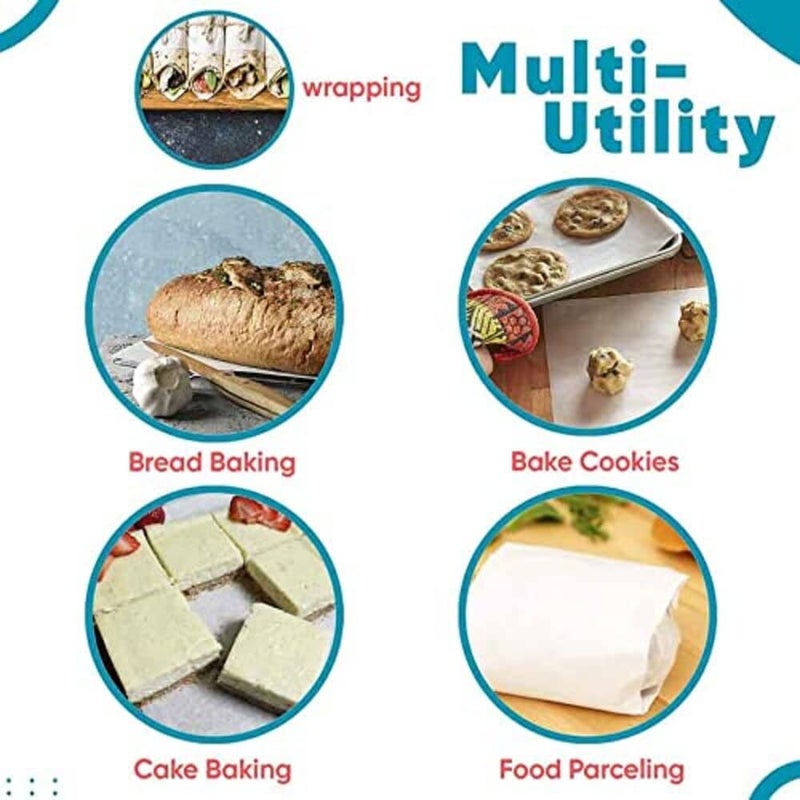 VVAASHI Butter Paper (Vvaashi) 50 Sheets with Free 1pc Microfiber Cloth for Kitchen Cleaning/Butter Paper for Baking of Cake & Cookies,Wrapping of Roti & Prantha Food Grade (Sheet Size:10 x10 Inch) (50) - Image 4