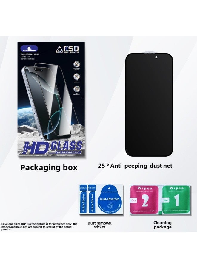 Suitable For IPhone16promax Anti-peep Tempered Film Apple 14plus Edge 15 Dust-proof Net 12 Protective Film 13-Color: Silk Screen Dustproof Film-with Packaging-Size:Apple 11