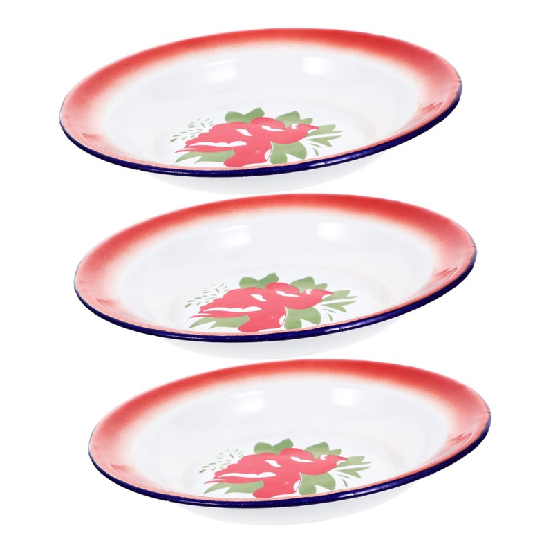 3Pcs Vintage Style Enamelware Plates For Wedding Party Family Gathering Snack Dishes - Image 2