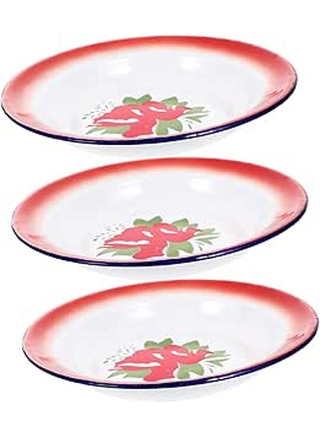 3Pcs Vintage Style Enamelware Plates For Wedding Party Family Gathering Snack Dishes - Image 1