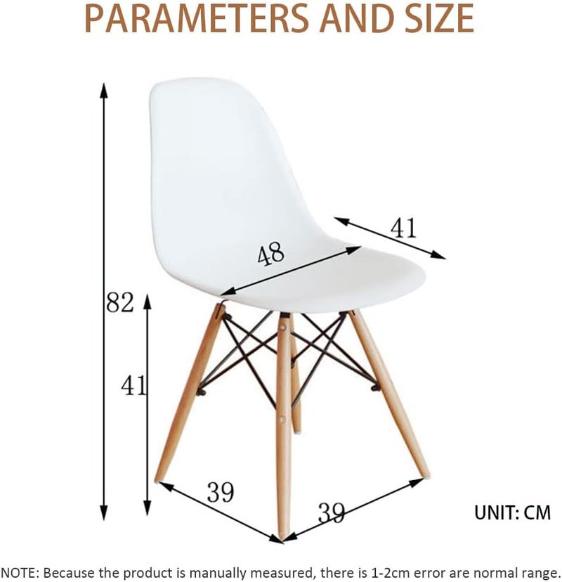 Mumoo Bear Modern Mid-Century Modern Dining Chair, Eames Style, Ergonomic, White, Wood Legs, Plastic Seat, for Dining, Office, Living Room - Image 3