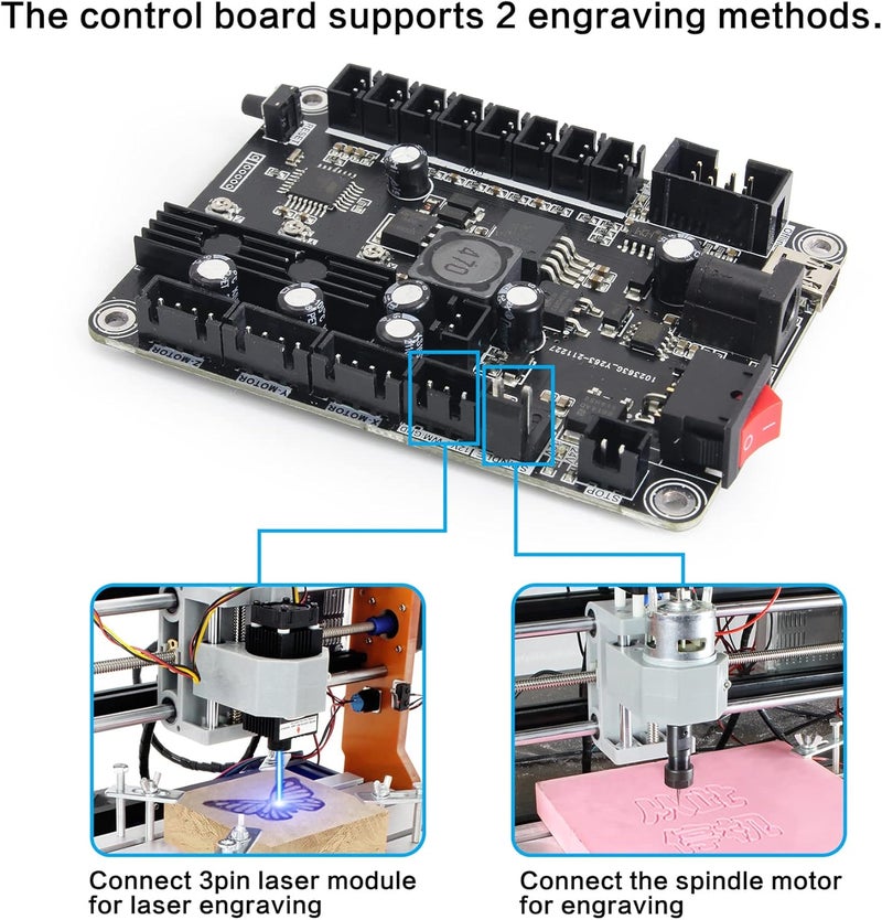 RATTMMOTOR 3-Axis Update GRBL 1.1f CNC Controller with Emergency and Limit Switch Fuction, CNC Router Engraver Machine GRBL Controller Board with Fan Cooling for CNC Wood Router Machine - Image 4