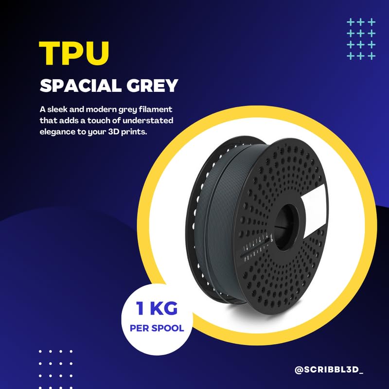 Scribbl3d Premium TPU 1.75mm 3D Printing Filament| Dimensional Accuracy +- 0.02mm| (Spacial Grey) - Image 3
