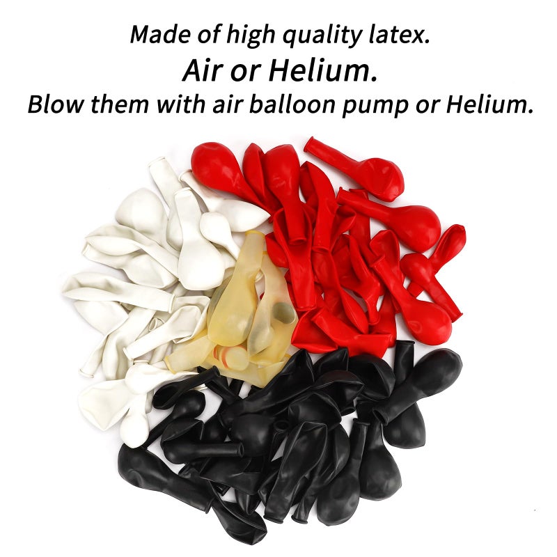 RUBFAC 129pcs Red Black White Balloons Garland Arch Kit, Red and Black White Balloons Arch for Shower Birthday 2025 Graduation Class Decorations Racing Car Poker Card Anniversary Supplies - Image 3