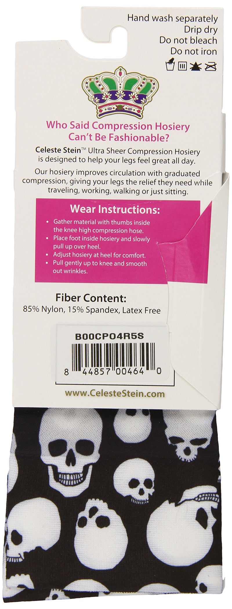 Celeste Stein Therapeutic Compression Socks, Skulls, 8-15 mmhg, 1-Pair - Image 2