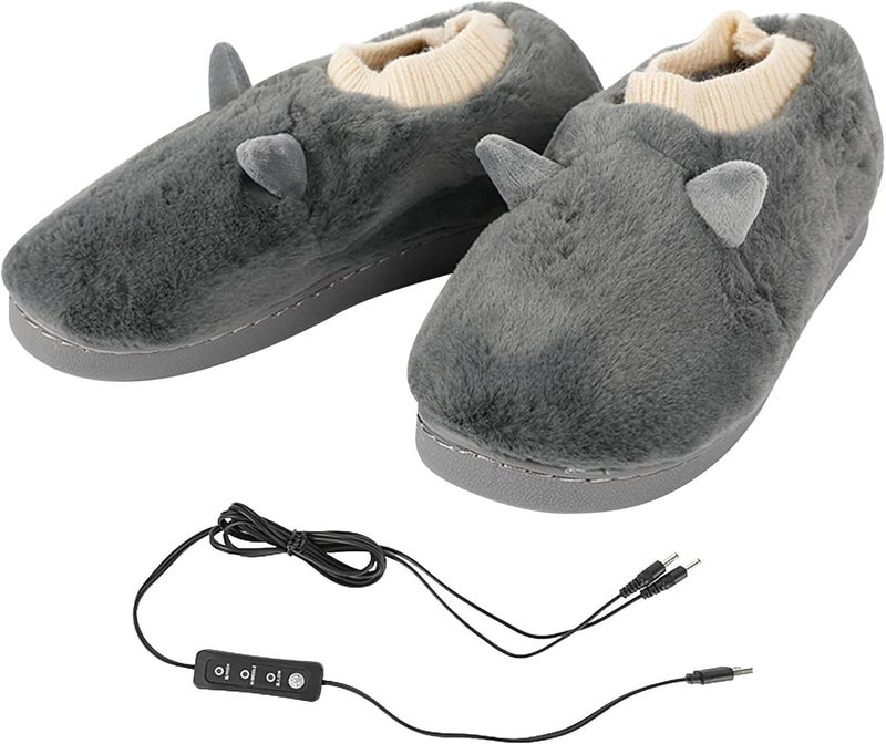 كلاراكو شباشب تدفئة كهربائية تعمل بمنفذ USB، حذاء مخملي دافئ، زوج واحد من مدفئات القدم الداخلية، أحذية شتوية للطقس البارد، أحذية منزلية، تحافظ على دفء أقدام الرجال والنساء (رمادي، 40-41) - Image 1