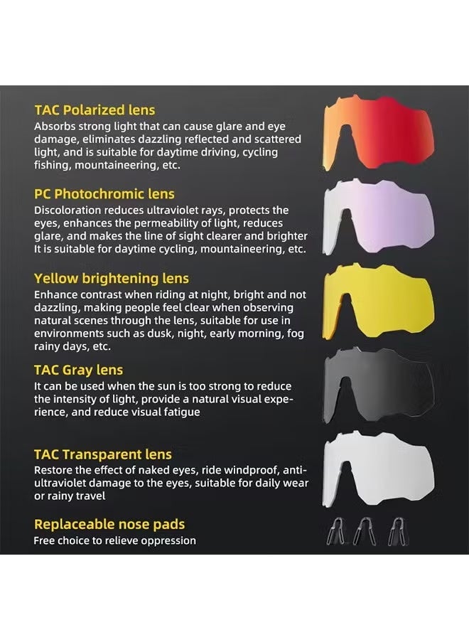 روكبروز نظارات شمسية مستقطبة من ROCKBROS، نظارات ركوب الدراجات الخارجية، حماية من الأشعة فوق البنفسجية 400، نظارات سباق الدراجات، نظارات رياضية - Image 3