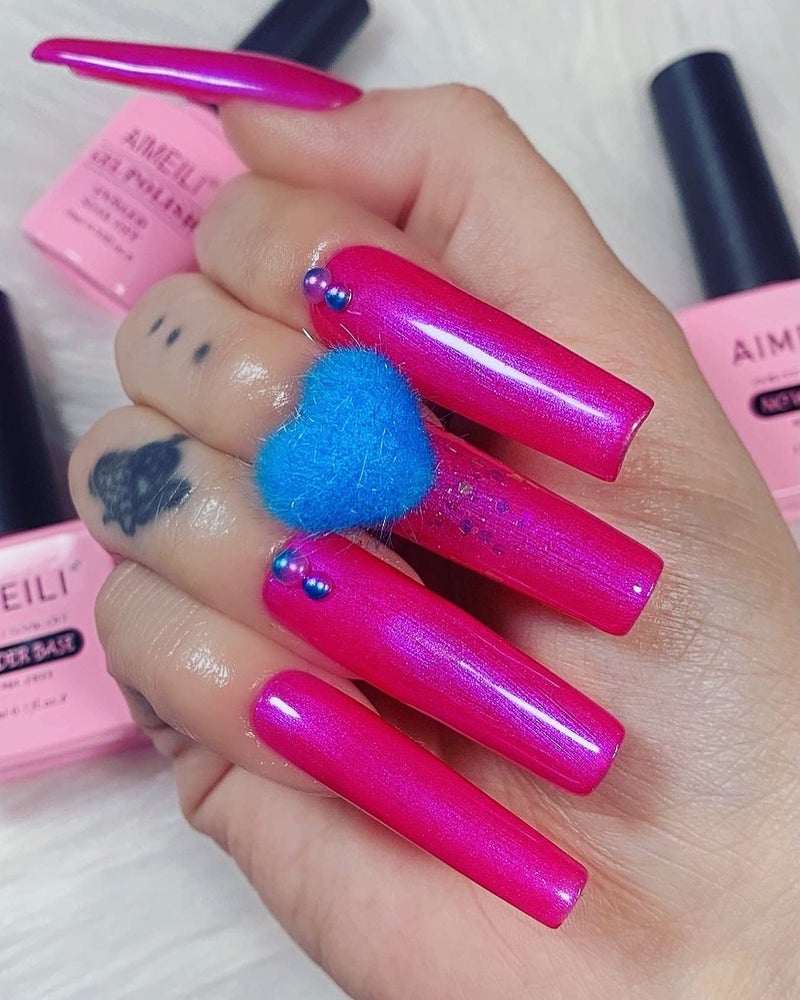 AIMEILI Soak Off U V LED Hot Pink Gel Nail Polish, Hema Free, Cruelty Free, Vegan Nail Art - Tutti Fruiti (002) 10ml - Image 2