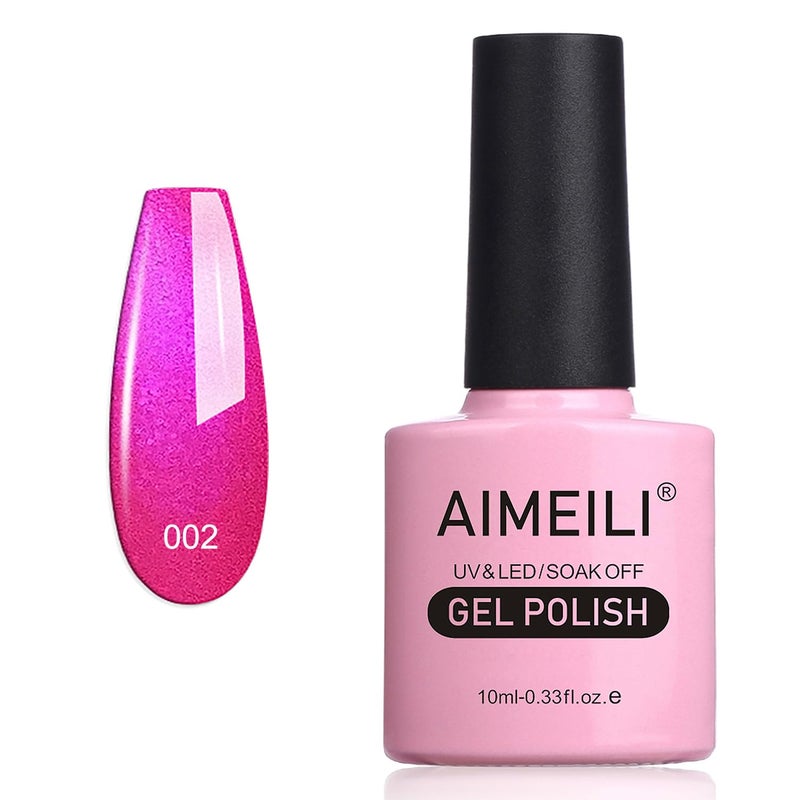 AIMEILI Soak Off U V LED Hot Pink Gel Nail Polish, Hema Free, Cruelty Free, Vegan Nail Art - Tutti Fruiti (002) 10ml - Image 1