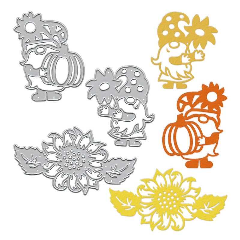 Thanksgiving Autumn Pumpkin Metal Cutting Die for Card Making Fall Dwarf Dies Sets Gnome Flowers Die Cuts Stencils Embossing Template for DIY Scrapbooking Craft and Photo Album Decorations