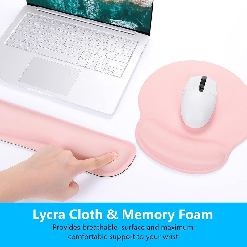 Dapesuom Keyboard Wrist Rest and Mouse Pad with Wrist Support, Cute Memory Foam Cushion for Keyboard and Mouse Set, Ergonomic Desktop Pad Rests with Non Slip Base for Easy Typing & Pain Relief, Pink - Image 4