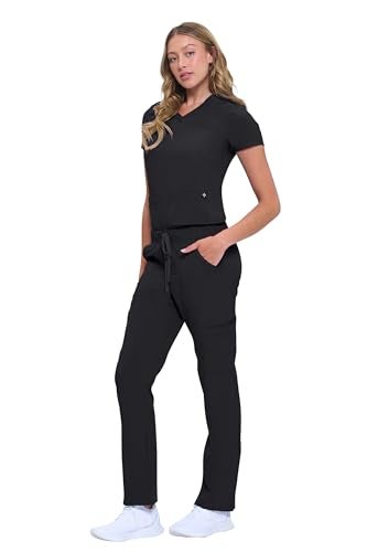 Natural Uniforms Womens 11 Pocket Cool Stretch Cargo Scrub Set (Black, Medium) - Image 3
