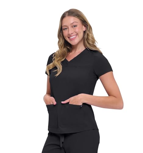 Natural Uniforms Womens 11 Pocket Cool Stretch Cargo Scrub Set (Black, Medium) - Image 5