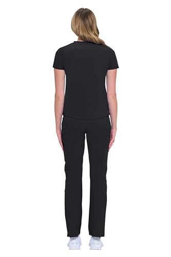 Natural Uniforms Womens 11 Pocket Cool Stretch Cargo Scrub Set (Black, Medium) - Image 4