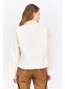 Adidas Women Sportswear Fit Long Sleeve Outdoor Jacket, Cream  - Image 3