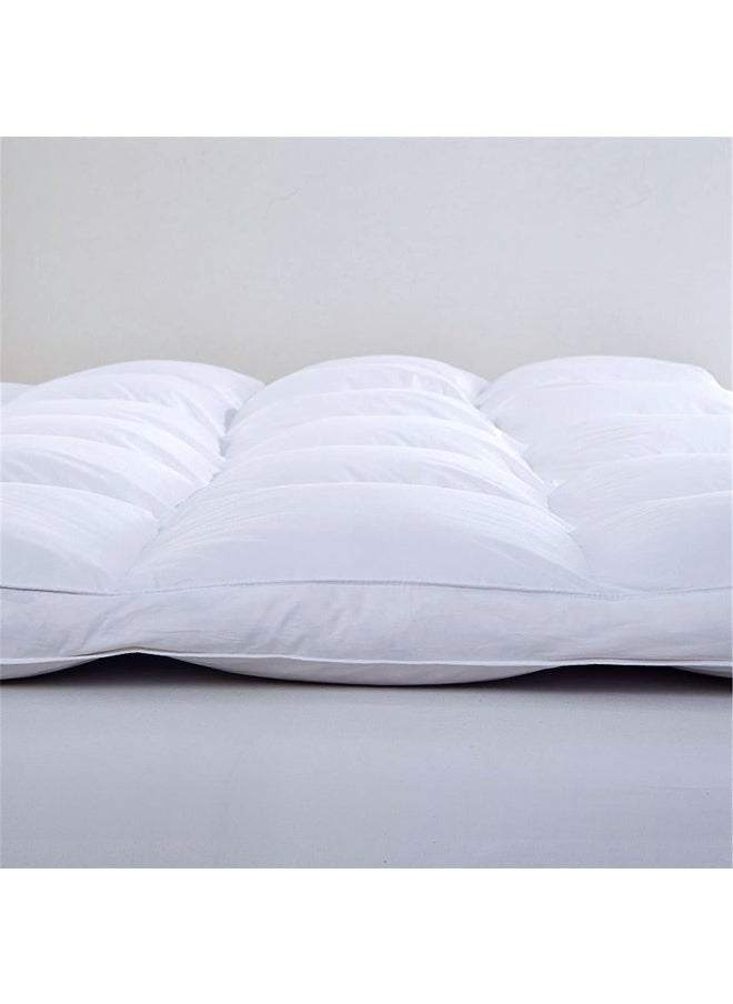 Rest - Mattress Topper 180X200+8Cm Thick 900Gsm Filling And Plush Brushed Fabric With 4-Side Elastic Bands For Secure Fit White Extra Thick Bed Topper Fluffy Super Soft Topper - Image 1