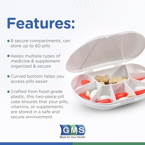 VitaCarry Multi-day Vitacarry 8 Compartment Pill Box Holds up to 60 Pills Actual Size: 4.5öw X 3.0öd X .93öh (Blue) - Image 2