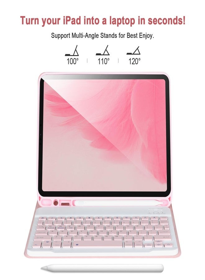 APHBZGE Keyboard Case for iPad Pro 11'' 4th/3rd/2nd/1st Gen,iPad Pro 11 ''4th Gen 2022,iPad Pro 11" 2021/2020/2018,iPad Air 5th/4th Gen,Detachable Bluetooth Keyboard for iPad Pro 11 with Pencil Holder Pink - Image 4