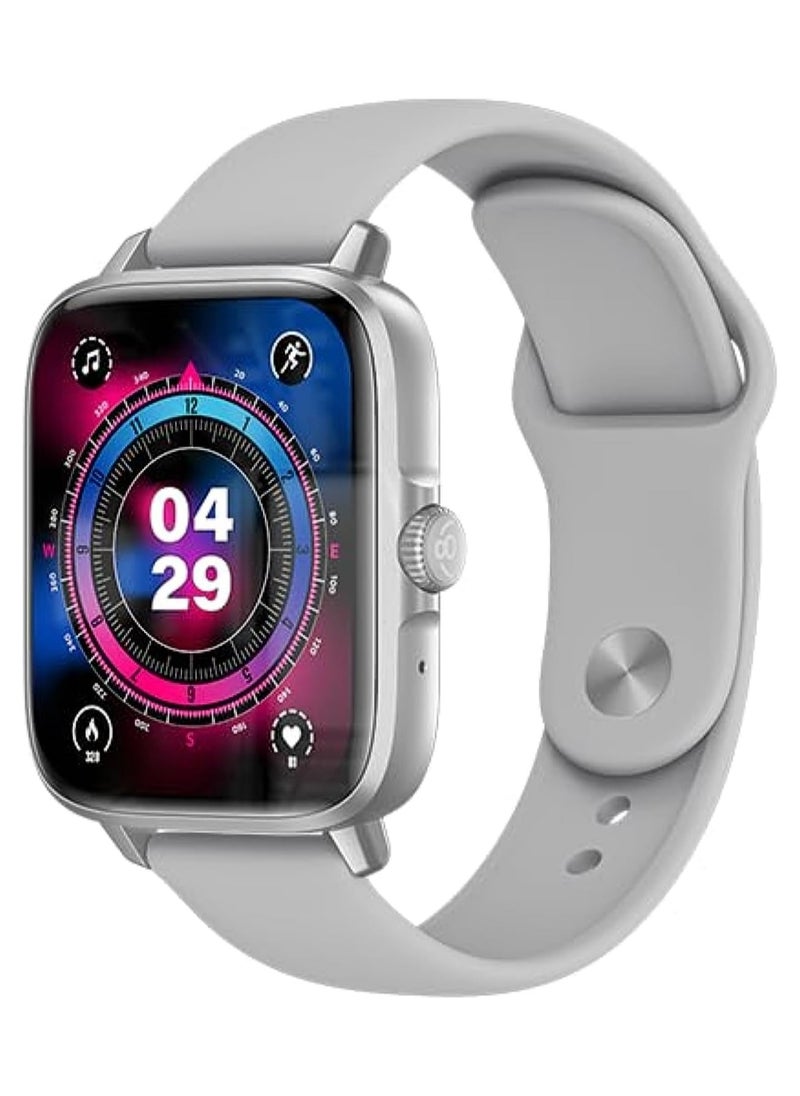 cardoo - Cardoo Smart Watch – Smart Watch for Men and Women – Large 1.9-Inch LCD Display with Heart Rate Monitoring, Bluetooth Call – Sports Modes – Supports Wireless Charging – Silver - Image 1