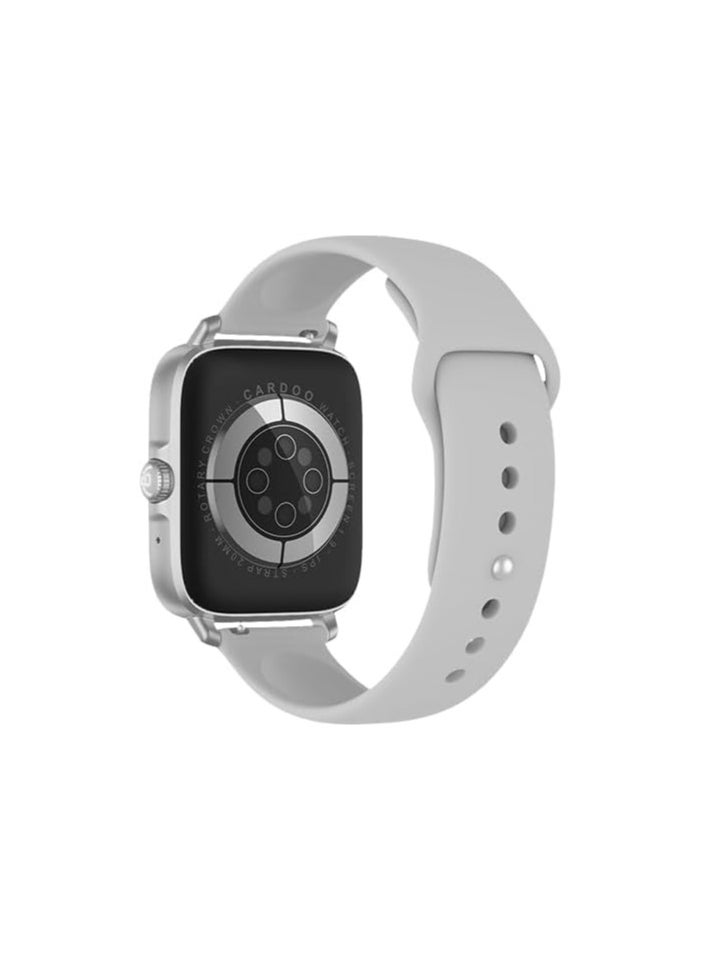cardoo - Cardoo Smart Watch – Smart Watch for Men and Women – Large 1.9-Inch LCD Display with Heart Rate Monitoring, Bluetooth Call – Sports Modes – Supports Wireless Charging – Silver - Image 1