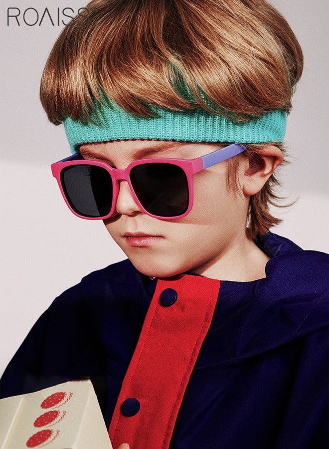 رويس نظارة شمسية مستقطبة مربعة قابلة للطي للأطفال، نظارات شمسية لطيفة للشاطئ والعطلات للحماية من الأشعة فوق البنفسجية 400 مع صندوق صغير محمول للأولاد والبنات والأطفال من سن 3 إلى 12 عاما - Image 2