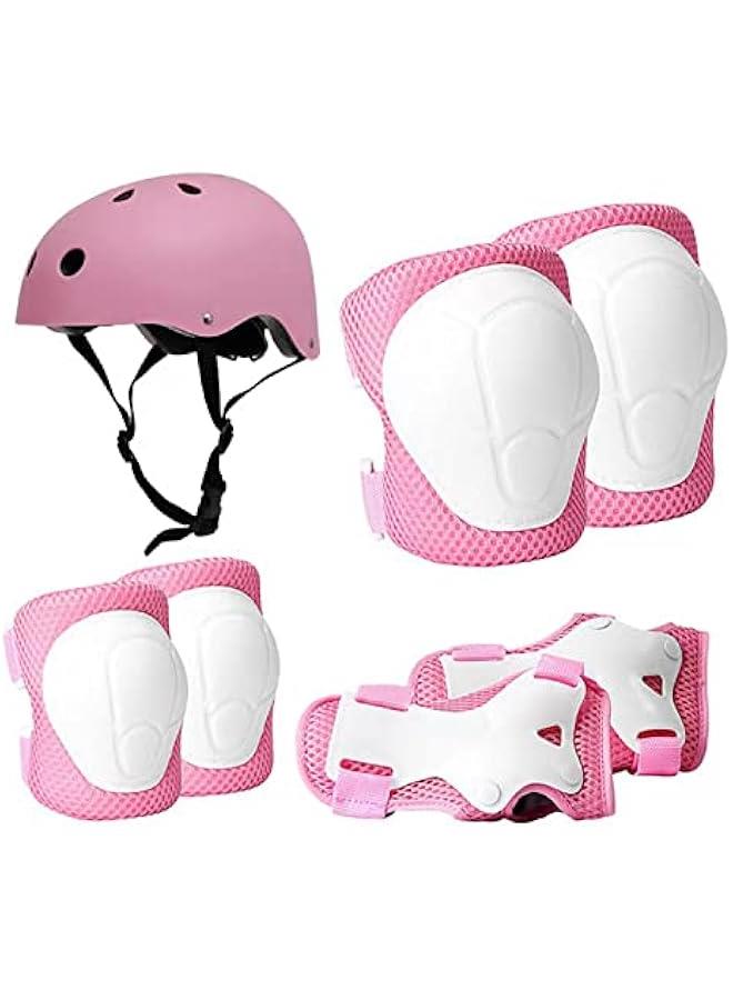 MOXO Kids Protective Gear Set Kids Helmet Knee Elbow Pads Wrist Guards Adjustable for 2~8yrs Girl Boy Kids Helmet and Pad Set for Girls Boys Bicycle Roller Skating Scooter - Image 1