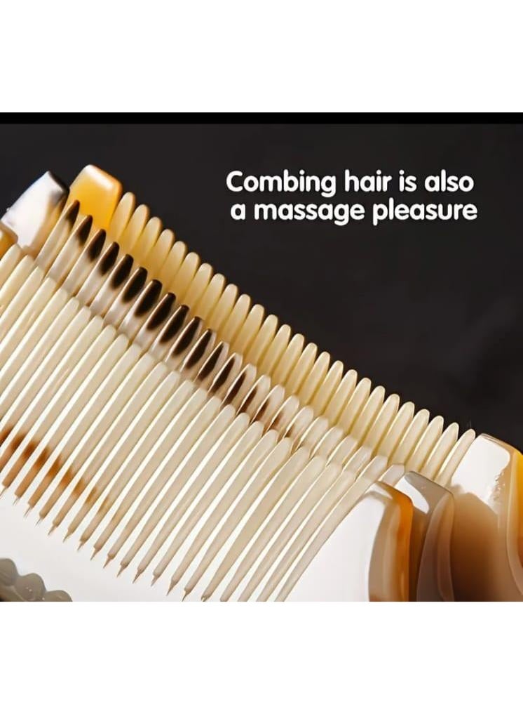 BOLREUS 1 Pc Large Wide-Tooth Horn Comb with Plastic Teeth, Ergonomic ABS Handle, Scalp Massage Hair Brush, Durable Detangling Comb for All Hair Types - Image 5