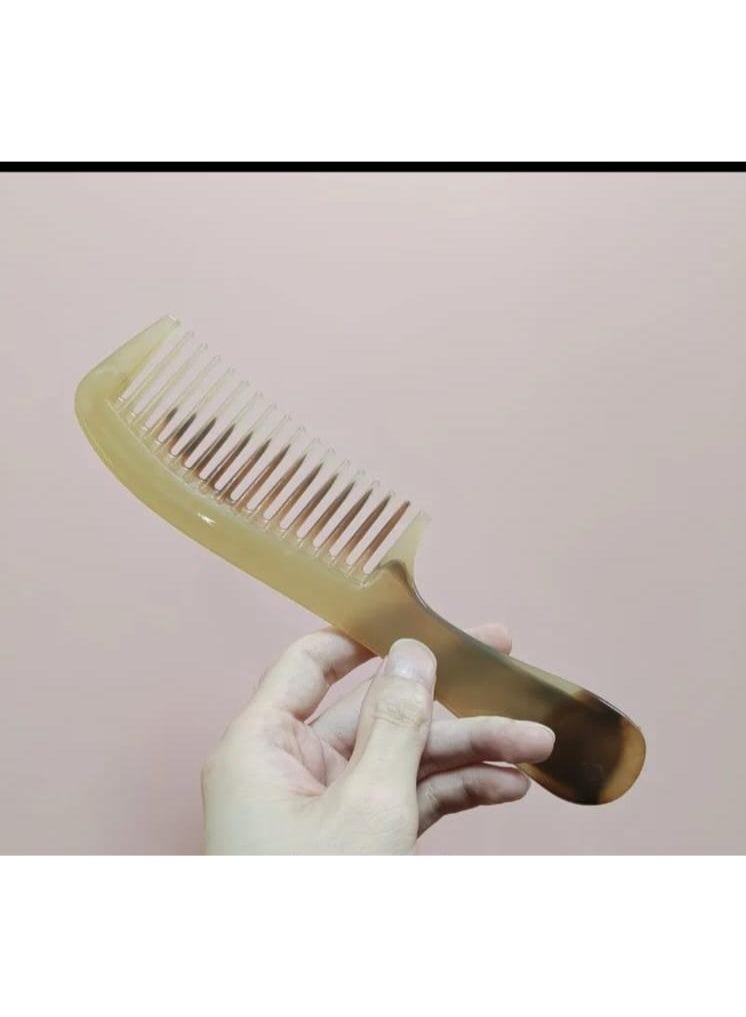 BOLREUS 1 Pc Large Wide-Tooth Horn Comb with Plastic Teeth, Ergonomic ABS Handle, Scalp Massage Hair Brush, Durable Detangling Comb for All Hair Types - Image 4