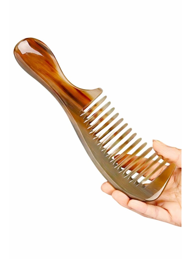 BOLREUS 1 Pc Large Wide-Tooth Horn Comb with Plastic Teeth, Ergonomic ABS Handle, Scalp Massage Hair Brush, Durable Detangling Comb for All Hair Types - Image 1