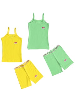 COTTONIL Pack of 2 Strap Top And Long Short Underwear Set For Girls  - Image 2