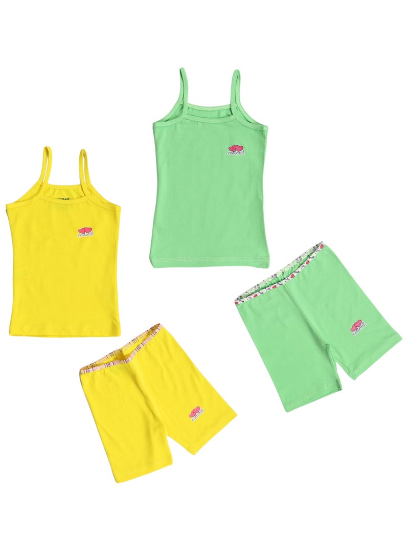 COTTONIL Pack of 2 Strap Top And Long Short Underwear Set For Girls  - Image 2