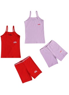 COTTONIL Pack of 2 Strap Top And Long Short Underwear Set For Girls  - Image 3