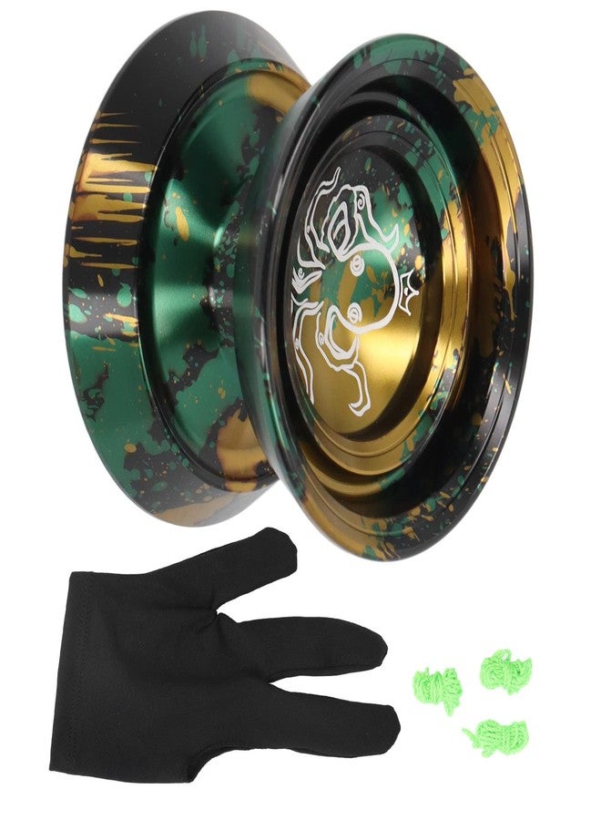 Asixxsix Responsive Yoyo, Metal Aluminum Alloy Professional Yoyo with Glove, 3 Strings and Octopus Pattern Advanced Metal Yoyo Ball Replacement for Beginners, Professionals, Kids, Adults, Gifts(Black Gold) - Image 1