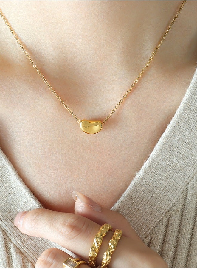 Lucky Golden Bean Clavicle Necklace - Image 3
