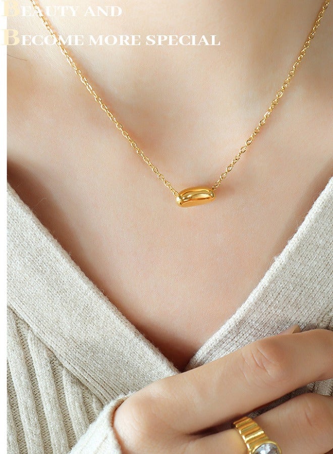Lucky Golden Bean Clavicle Necklace - Image 4